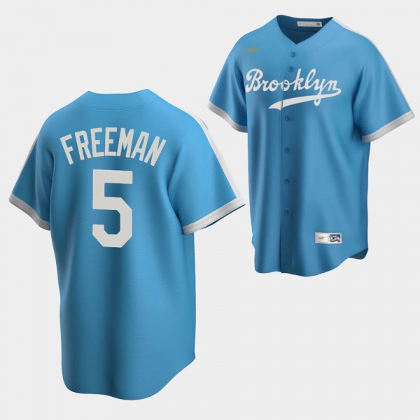 Brooklyn Dodgers Freddie Freeman #5 Cooperstown Collection Blue Jersey