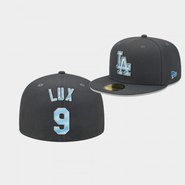 #9 Gavin Lux Los Angeles Dodgers Dark Gray On-Field 59FIFTY Fitted 2022 Fathers Day Gift Hat
