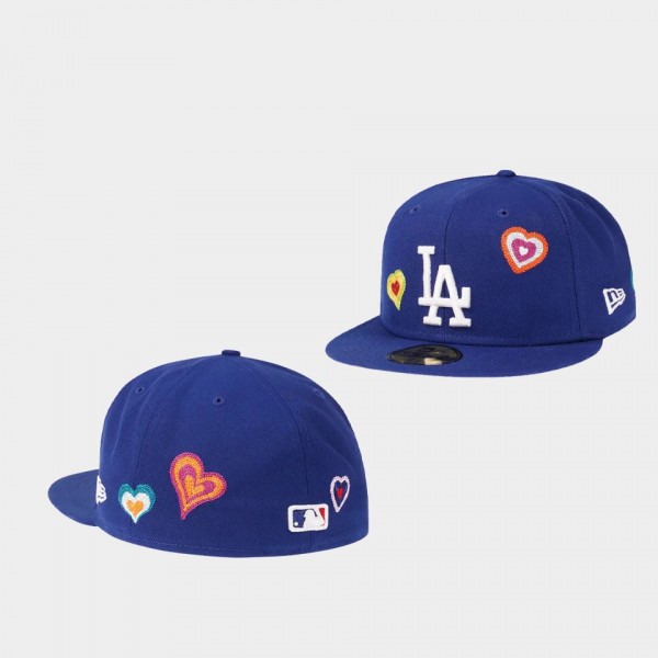 Los Angeles Dodgers Chain Stitch Blue Heart Hat Me...