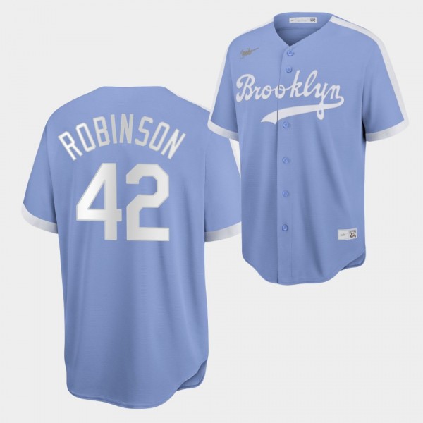 Brooklyn Dodgers Jackie Robinson #42 Cooperstown Collection Light Purple Baseball Jersey