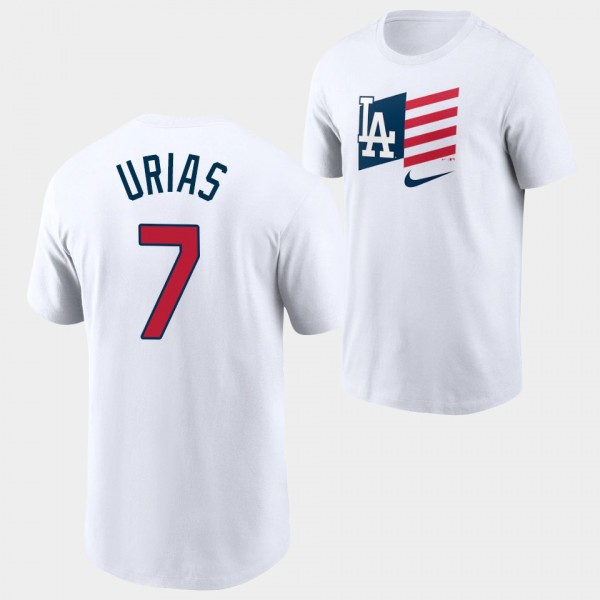Julio Urias Los Angeles Dodgers White Americana Fl...