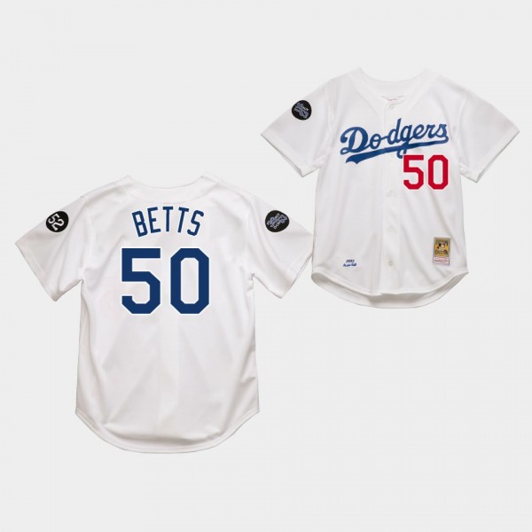 Los Angeles Dodgers Mookie Betts White 1993 Authen...