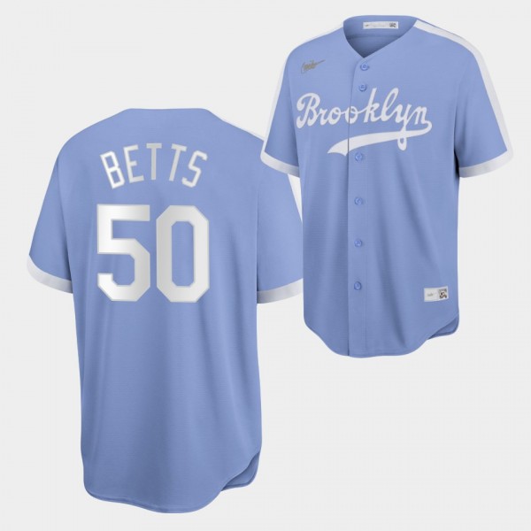 Brooklyn Dodgers Mookie Betts #50 Cooperstown Collection Light Purple Baseball Jersey
