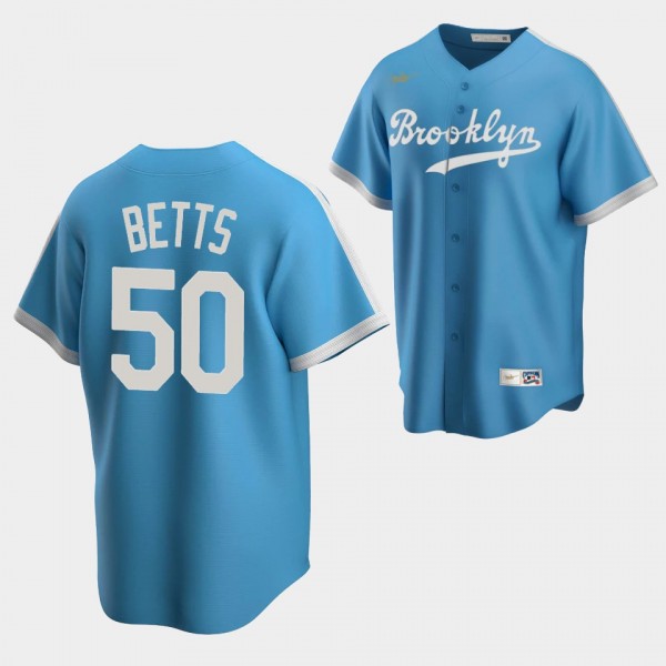 Brooklyn Dodgers Mookie Betts #50 Cooperstown Collection Blue Jersey