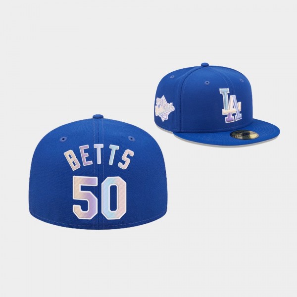 #50 Mookie Betts Los Angeles Dodgers Royal 59FIFTY Fitted Nightbreak Hat