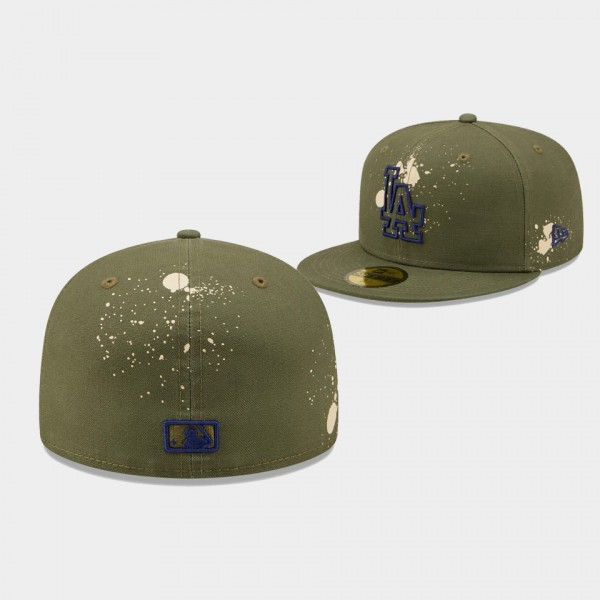 Los Angeles Dodgers New Era Splatter 59FIFTY Fitted Olive Hat