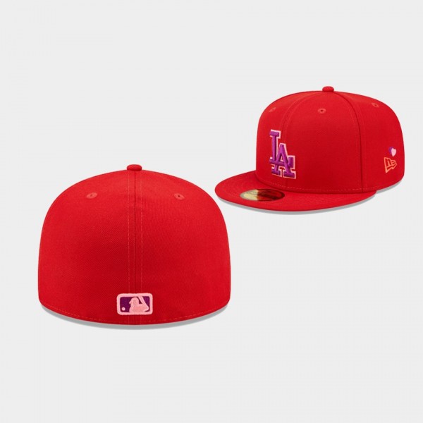 LA Dodgers 59FIFTY Fitted Undervisor Men's Hat - Red Purple