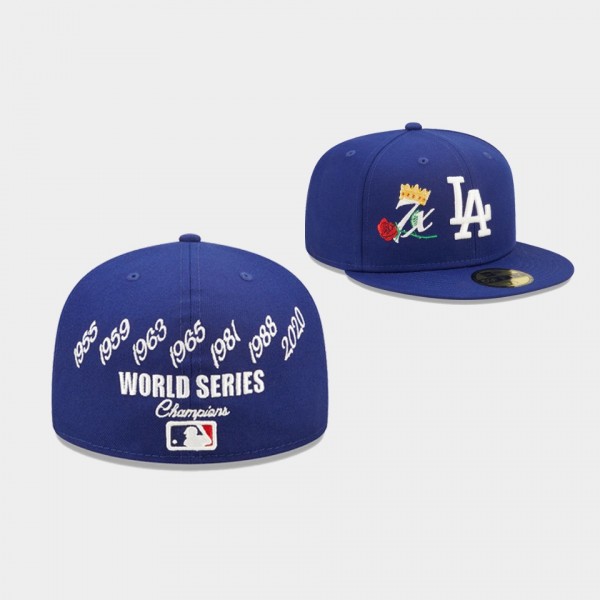 Men's 7x World Series Royal Los Angeles Dodgers Champions Crown 59FIFTY Hat