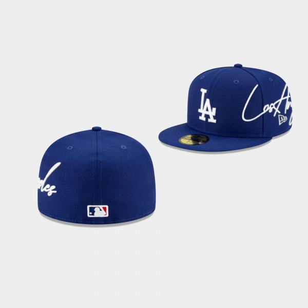 Los Angeles Dodgers Cursive 59FIFTY Fitted Hat Roy...