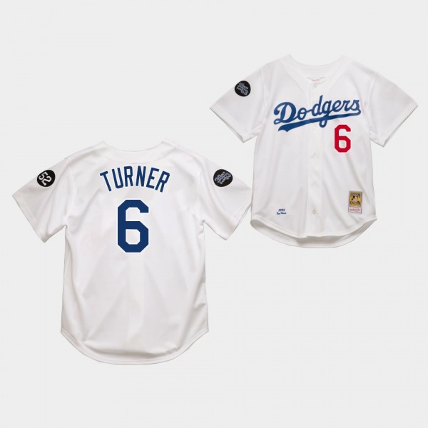 Los Angeles Dodgers Trea Turner White 1993 Authentic Jersey