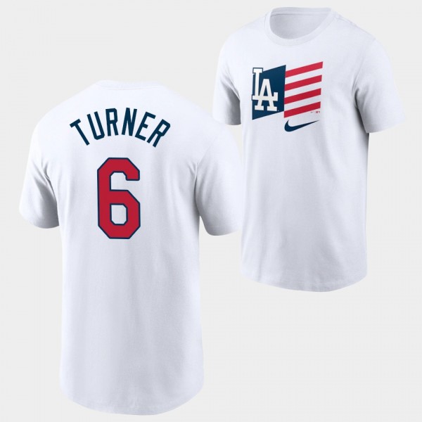 Trea Turner Los Angeles Dodgers White Americana Fl...