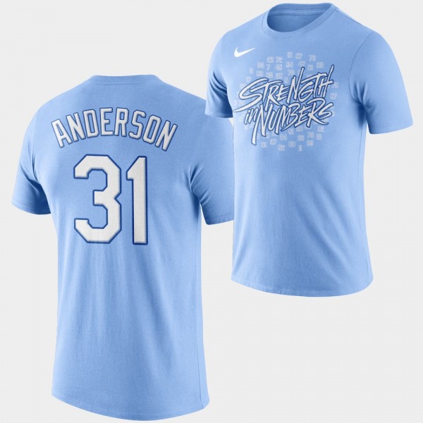 Tyler Anderson Los Angeles Dodgers Light Blue Strength In Numbers T-Shirt