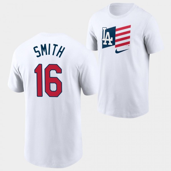 Will Smith Los Angeles Dodgers White Americana Flag T-Shirt