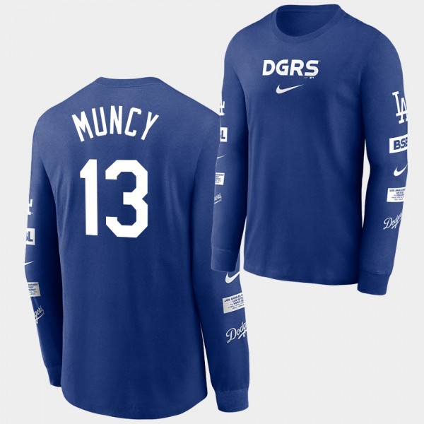 LA Dodgers Double Header Blue Max Muncy #13 Long S...