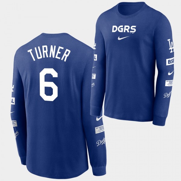 LA Dodgers Double Header Blue Trea Turner #6 Long ...