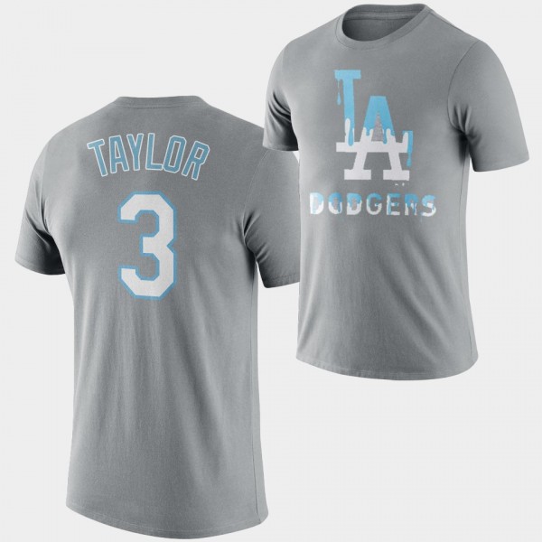 Chris Taylor #3 Drip Logo Los Angeles Dodgers T-Sh...