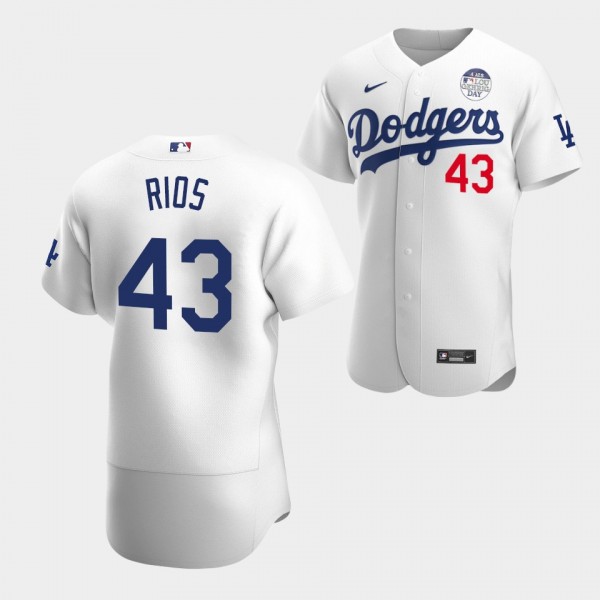 Los Angeles Dodgers White #43 Edwin Rios Lou Gehri...
