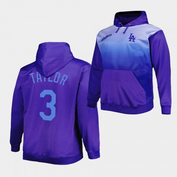 Los Angeles Dodgers Chris Taylor Men's Fade Sublimated Pullover Royal Hoodie
