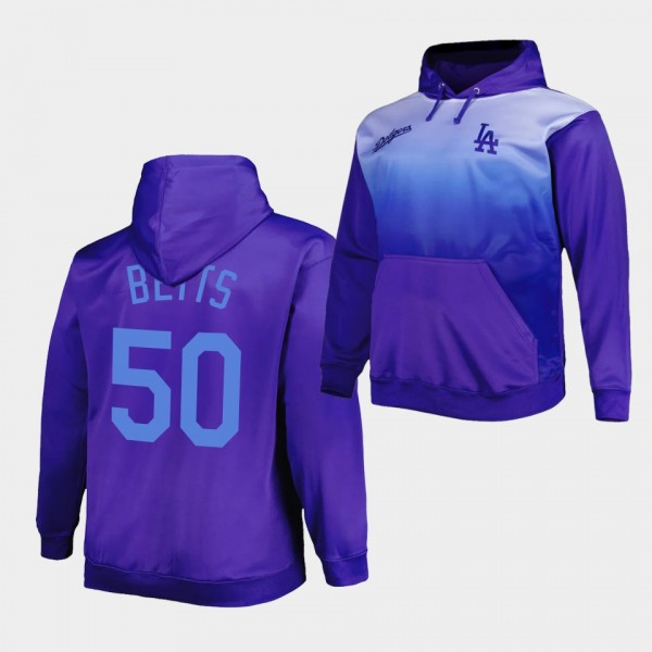 Los Angeles Dodgers Mookie Betts Men's Fade Sublimated Pullover Royal Hoodie