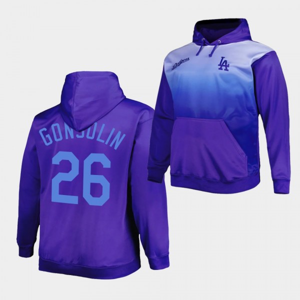 Los Angeles Dodgers Tony Gonsolin Men's Fade Sublimated Pullover Royal Hoodie