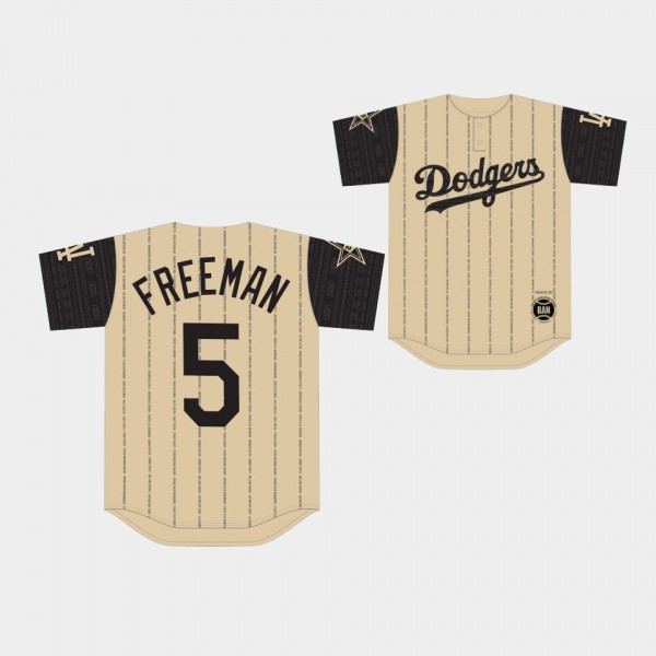#5 Freddie Freeman Los Angeles Dodgers Black Heritage Night 2022 Men's Jersey - Gold