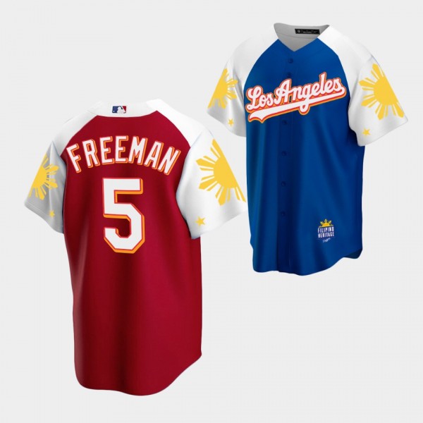 #5 Freddie Freeman Los Angeles Dodgers Filipino Heritage Night 2022 Men's Jersey - Royal Red