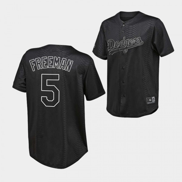 LA Dodgers Freddie Freeman Animal Print Black #5 R...