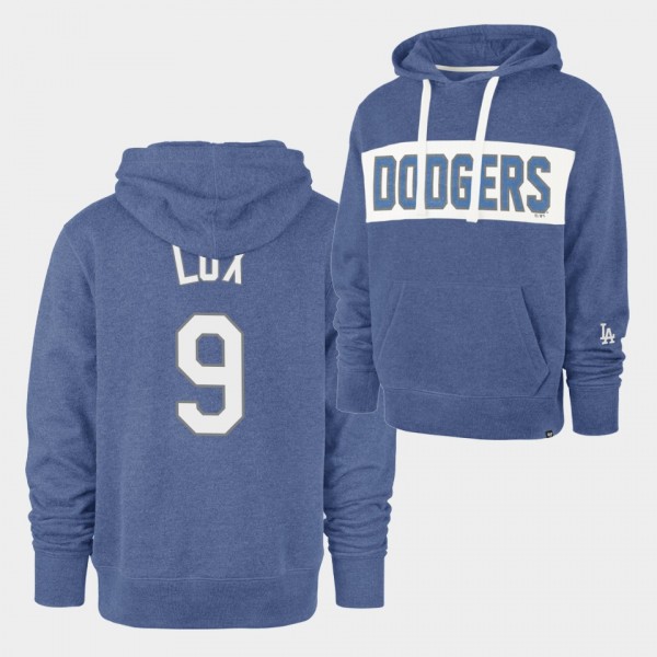 Gavin Lux #9 Blue Los Angeles Dodgers Gibson Hoodi...