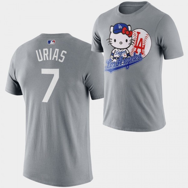 Julio Urias #7 Hello Kitty Night Los Angeles Dodgers T-Shirt - Gray