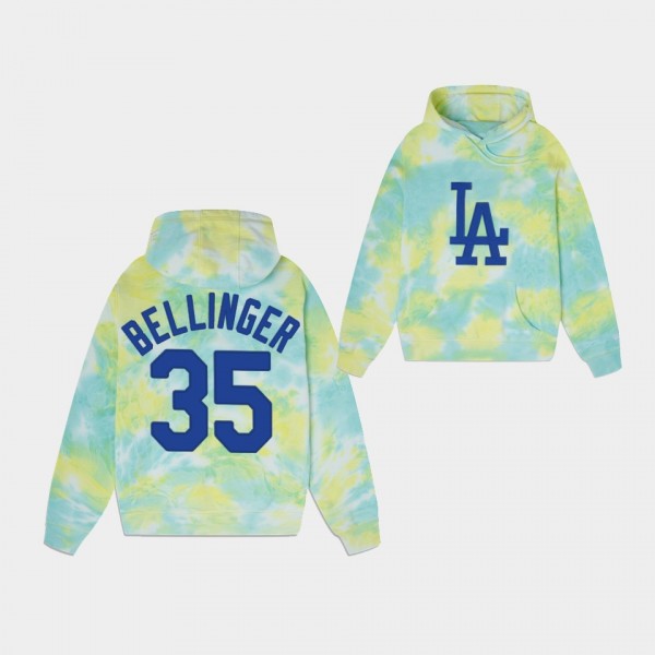 #35 Cody Bellinger Los Angeles Dodgers Ice Dye Cold Drip Mixed Color Hoodie