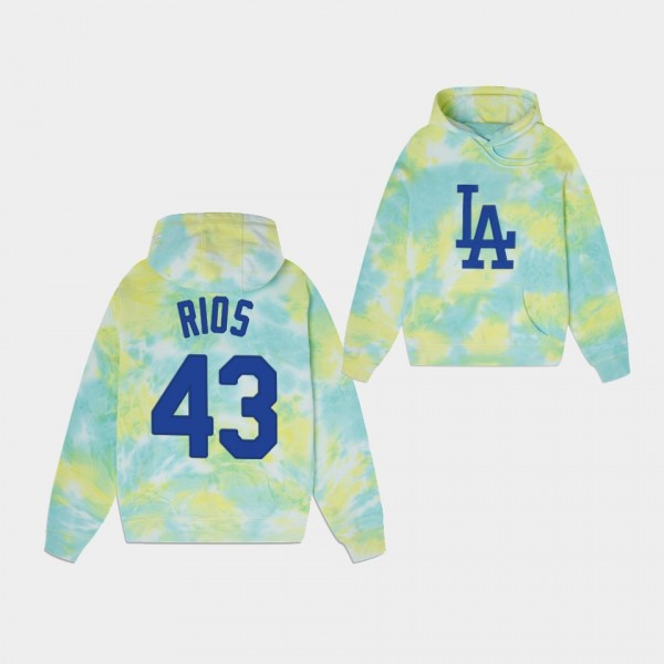 #43 Edwin Rios Los Angeles Dodgers Ice Dye Cold Drip Mixed Color Hoodie