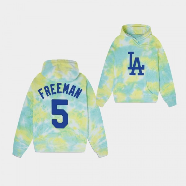 #5 Freddie Freeman Los Angeles Dodgers Ice Dye Cold Drip Mixed Color Hoodie