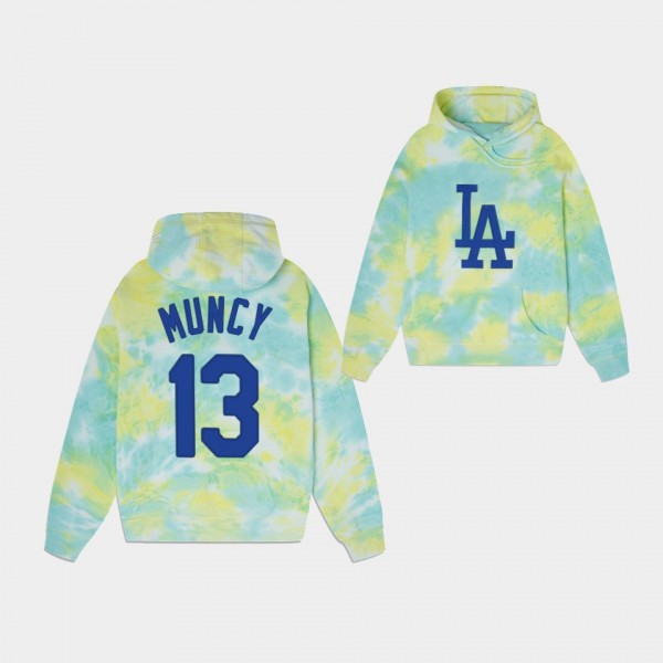 #13 Max Muncy Los Angeles Dodgers Ice Dye Cold Drip Mixed Color Hoodie