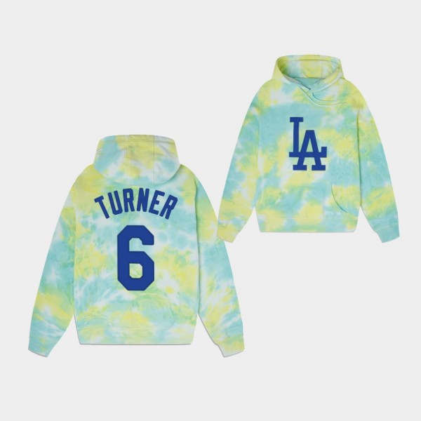 #6 Trea Turner Los Angeles Dodgers Ice Dye Cold Drip Mixed Color Hoodie