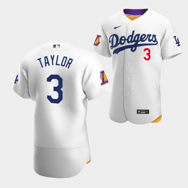 Chris Taylor #3 LA Dodgers Lakers Night White Authentic Jersey