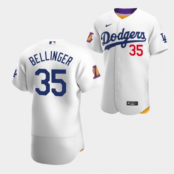 Cody Bellinger #35 LA Dodgers Lakers Night White Authentic Jersey