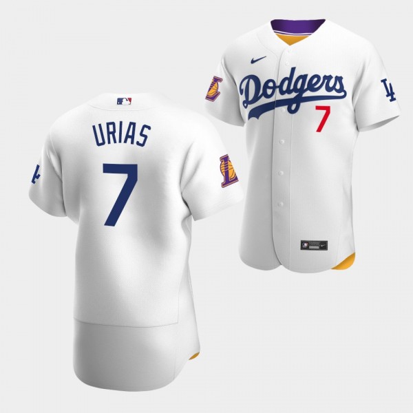 Julio Urias #7 LA Dodgers Lakers Night White Authentic Jersey