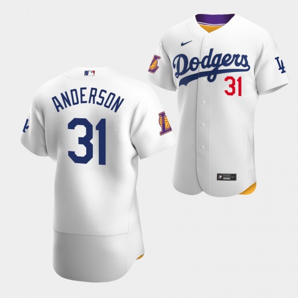 Tyler Anderson #31 LA Dodgers Lakers Night White Authentic Jersey