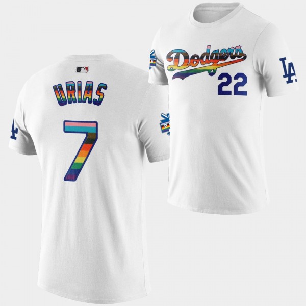 LGBTQ 2022 Pride Night Los Angeles Dodgers Julio Urias White T-Shirt