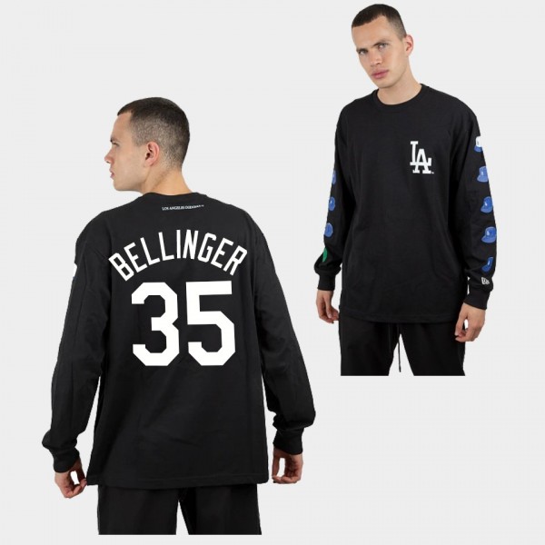 LA Dodgers Logo History Black Cody Bellinger #35 Long Sleeve T-Shirt