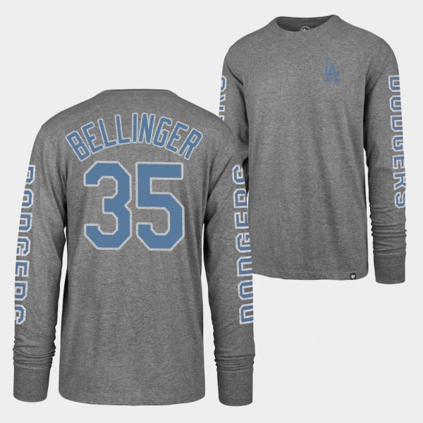 #35 Cody Bellinger Los Angeles Dodgers Heathered Gray Long Sleeve T-Shirt