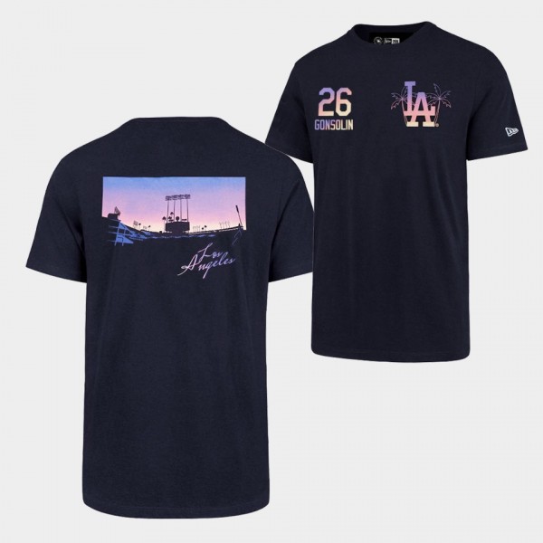 2022 MLB All-Star Game Los Angeles Dodgers Navy #26 Tony Gonsolin Back Shot T-Shirt