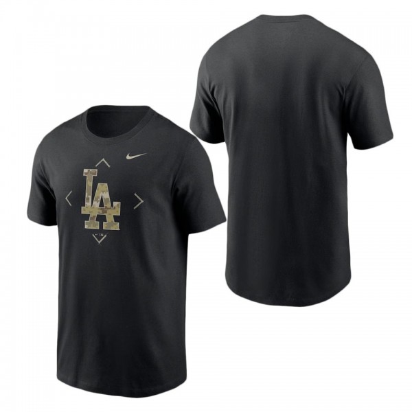 Men's Los Angeles Dodgers Black Camo Logo T-Shirt