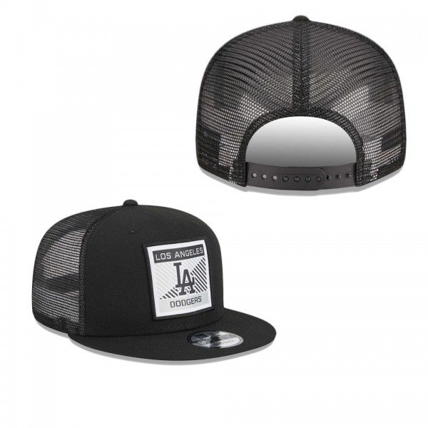 Men's Los Angeles Dodgers Black Scratch Squared Trucker 9FIFTY Snapback Hat