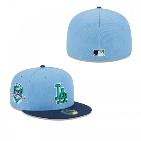 Men's Los Angeles Dodgers Light Blue Navy Green Undervisor 59FIFTY Fitted Hat
