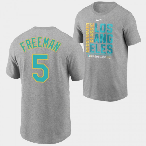 2022 MLB All-Star Game Los Angeles Dodgers Heathered Charcoal #5 Freddie Freeman Midsummer Classic T-Shirt