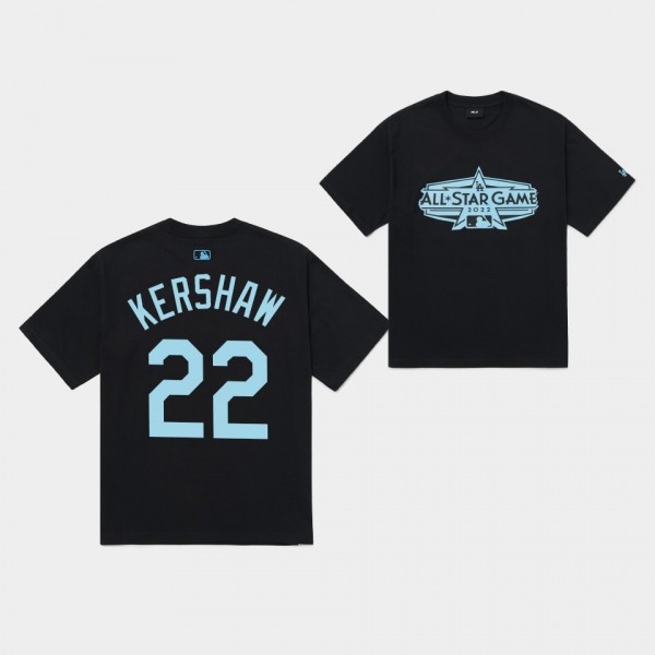 2022 MLB All-Star Game Los Angeles Dodgers Black #22 Clayton Kershaw Overfit T-Shirt