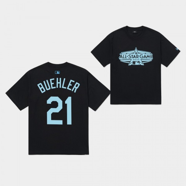 2022 MLB All-Star Game Los Angeles Dodgers Black #21 Walker Buehler Overfit T-Shirt
