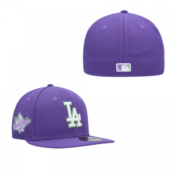 Men's Los Angeles Dodgers Purple Lime Side Patch 5...