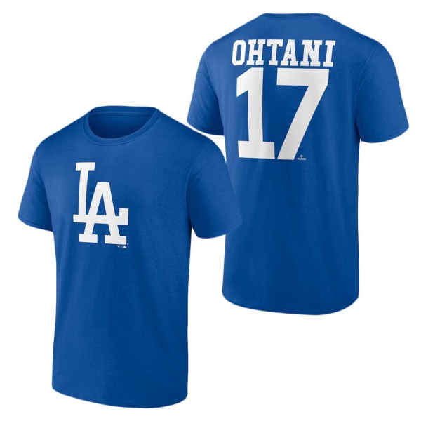 Men's Los Angeles Dodgers Shohei Ohtani Royal Player Icon Name & Number T-Shirt